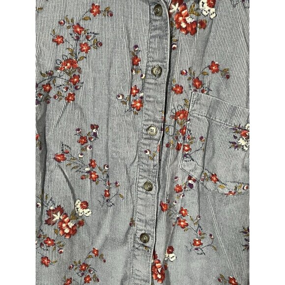Anthropologie Building 18 Corduroy Floral Button Down Shirt Women's Size 4 Top - Picture 2 of 8